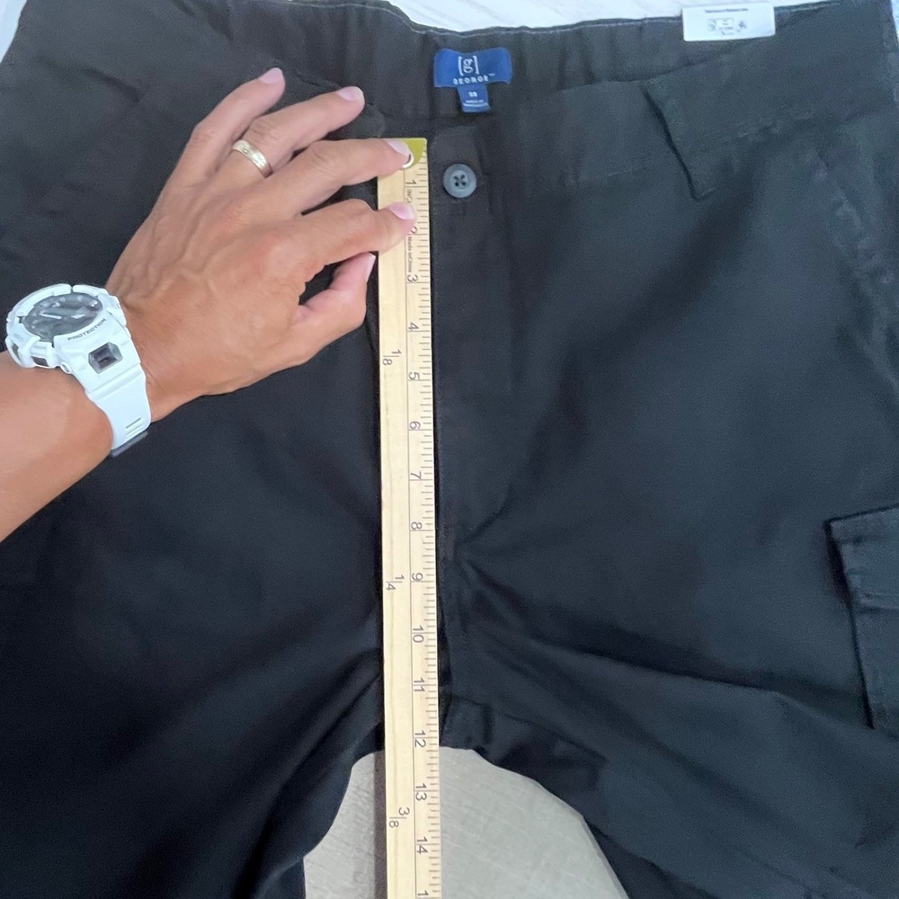 George Cargo Shorts Mens 38 Black 10" Inseam Cotton Stretch Utility Gorpcore - Picture 7 of 8